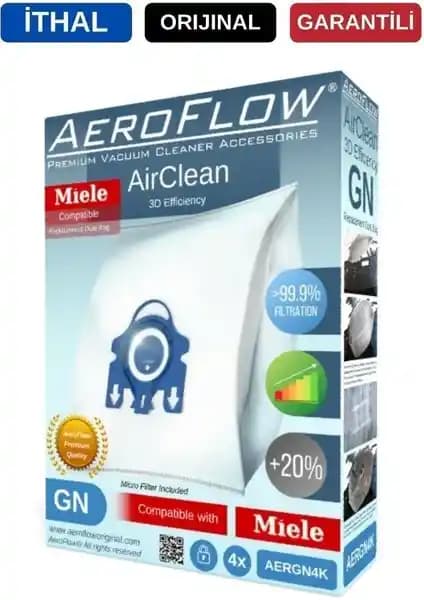 Miele Classic C1 Powerline Uyumlu GN Toz Torbası Dörtlü Paket Yüksek Kalite ve Performans