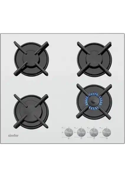 Simfer 3036 Dg Gaz Emniyetli Beyaz Cam Setüstü Ocak Modern ve Güvenli Mutfak İçin