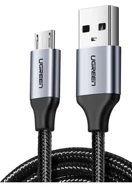 Ugreen Örgülü Micro USB Data ve Şarj Kablosu Siyah 50 CM - Dayanıklı ve Hızlı Bağlantı Çözümü