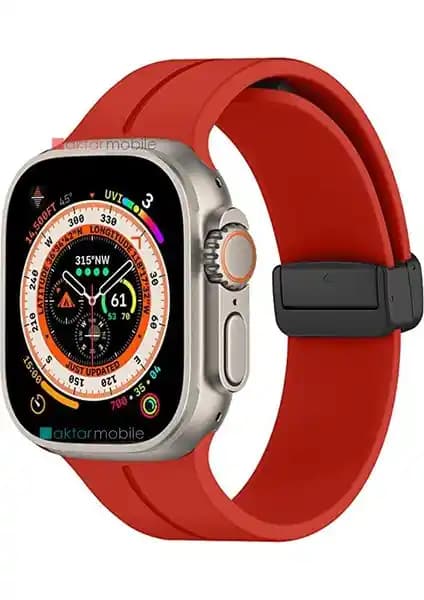 AktarMobile Apple Watch Ultra 49 mm Uyumlu Silikon Spor Kayışı ve Pratik Ayar Mekanizması