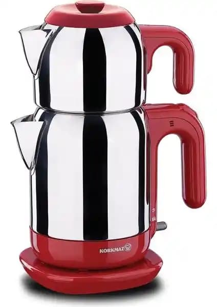 Korkmaz Demtez Inox Kırmızı Elektrikli Çaydanlık: Modern Tasarım ve Fonksiyonellik