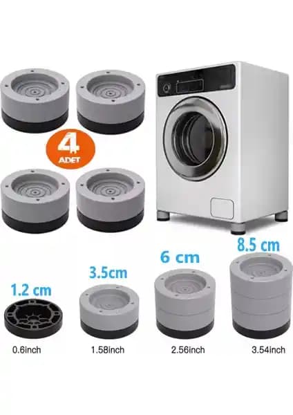 Tineke Beyaz Eşya Ayağı Çamaşır Makinesi Titreşim Önleyici ve Mobilya Yükseltici Seti