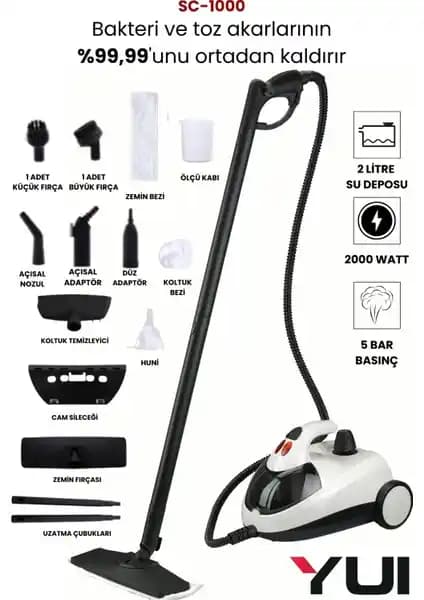 Yui SC1000 Çok Fonksiyonlu Buharlı Temizlik Makinesi ile Derinlemesine ve Kimyasal İçermeyen Temizlik