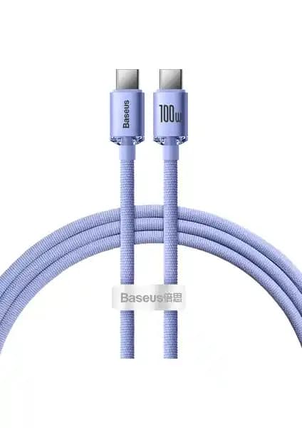 Baseus Crystal Shine 100W PD Type-C Mor Şarj Kablosu 120 cm yüksek hızlı ve dayanıklı