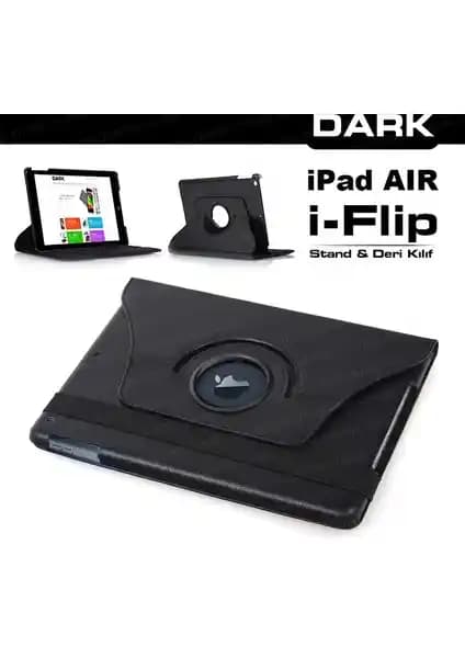 Dark iFlip iPad Air 360° Dönebilir Siyah Tablet Kılıfı: Şık ve Fonksiyonel Koruma