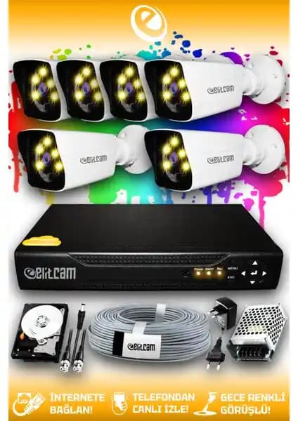 Elitcam 6 Kameralı Güvenlik Seti: Yüksek Çözünürlük ve Akıllı Özelliklerle Güvenliğinizi Artırın