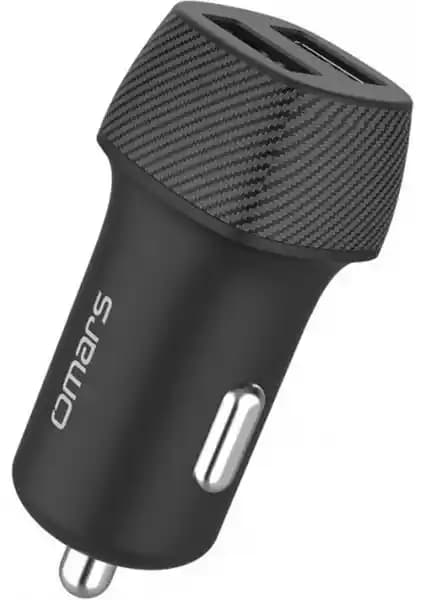 Omars 2.4A Çift USB Araç İçi Şarj Cihazı Güçlü ve Şık Tasarım ile Hızlı Şarj Çözümü