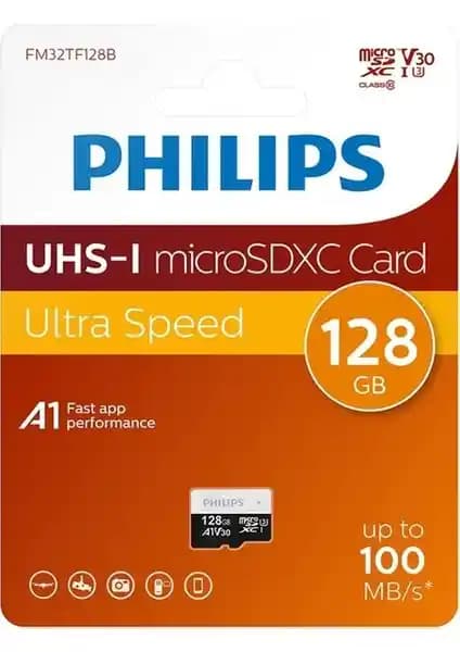 Philips 128 GB A1 V30 MicroSDXC Hafıza Kartı Yüksek Performans ve Güvenilirlik