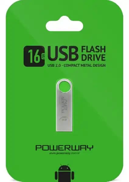 Powerway 16 GB Metal USB Bellek: Dayanıklı ve Şık Tasarım ile Günlük Kullanım İçin Uygun