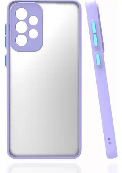 Samsung Galaxy A52 için Renkli Kenarlı Buzlu Kamera Korumalı Kılıf Güçlü ve Şık Tasarım