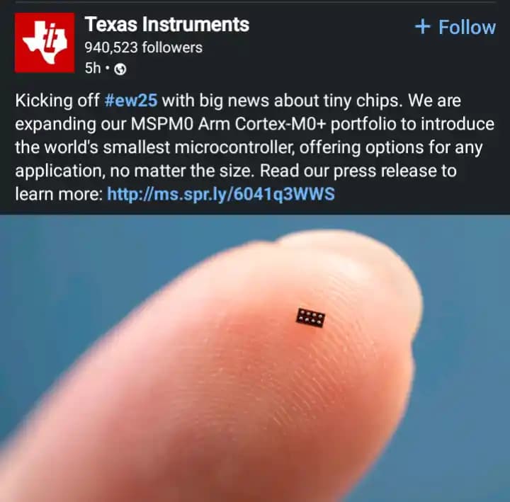 Texas Instruments'ın Dünyanın En Küçük Mikrodenetleyicisi: Küçük Boyutlarda Yüksek Performans