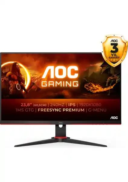 AOC 24G2ZE 23.8 inç IPS Monitör 240Hz Yenileme Hızı ve Profesyonel Kullanım