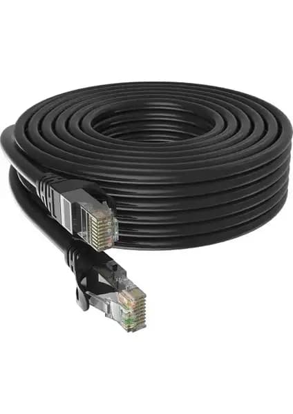 Apronx Cat6 Dış Mekan Zırhlı 20 Metre Siyah Ethernet Kablosu Güvenilir Veri İletimi