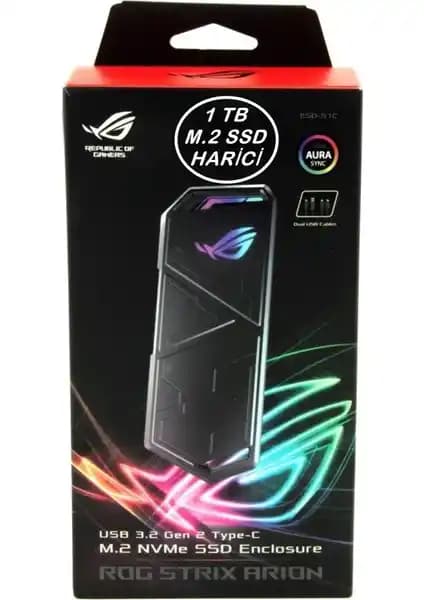 Asus ROG Strix Arion 1TB M.2 NVMe USB 3.2 Harici SSD ile Yüksek Performans ve Güçlü Tasarım