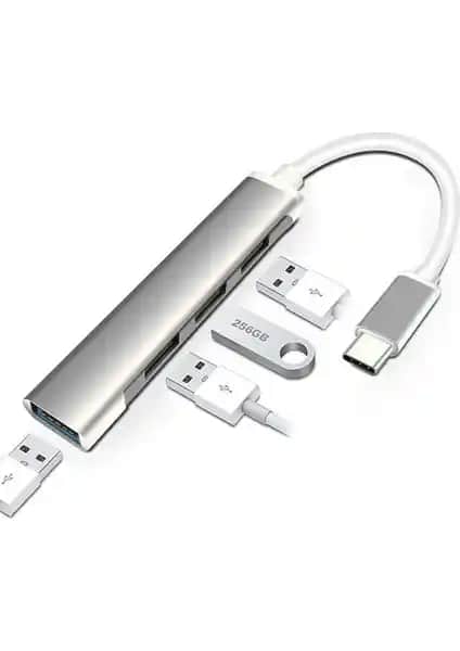 Batcell USB Type C Çoklayıcı 4 Port ile Hızlı ve Çoklu Bağlantı Çözümü