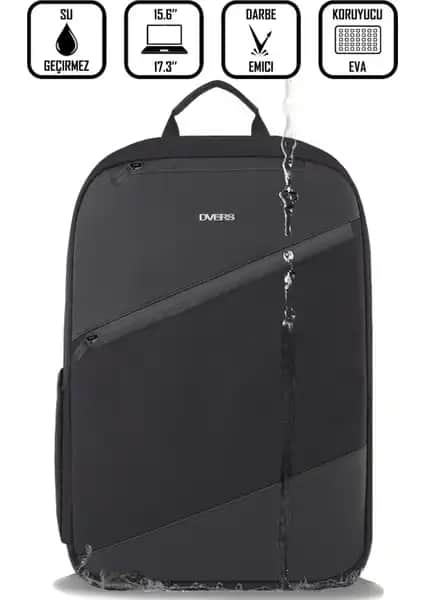 D'Vers 17.3-15.6 İnç Darbe Korumalı Su Geçirmez Laptop Sırt Çantası Günlük ve Seyahat Kullanımı