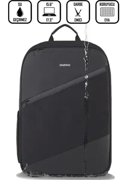 D'Vers 17.3-15.6 İnç Darbe Korumalı Su Geçirmez Laptop Sırt Çantası Günlük ve Seyahat Kullanımı
