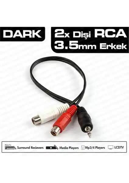 Dark 2 x RCA (Analog Ses) - 3.5mm Stereo Dönüştürücü ile Ses Bağlantılarında Yenilikçi Çözüm