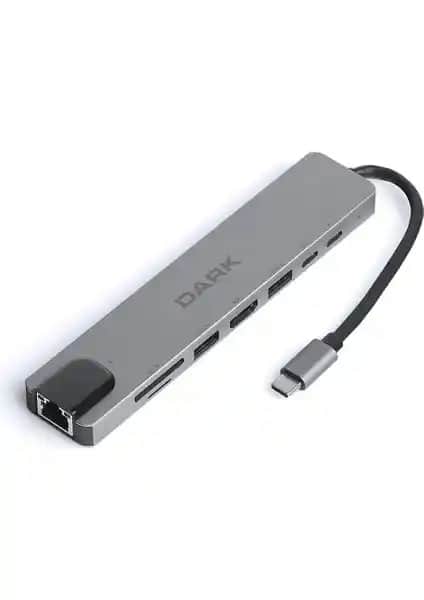 Dark Çok Fonksiyonlu USB-C 8'li Hub ile Çoklu Bağlantı ve Yüksek Performans