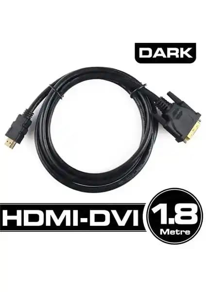 Dark HDMI-DVI Kablosu 1.8 Metre Yüksek Çözünürlük Güvenilir Bağlantı