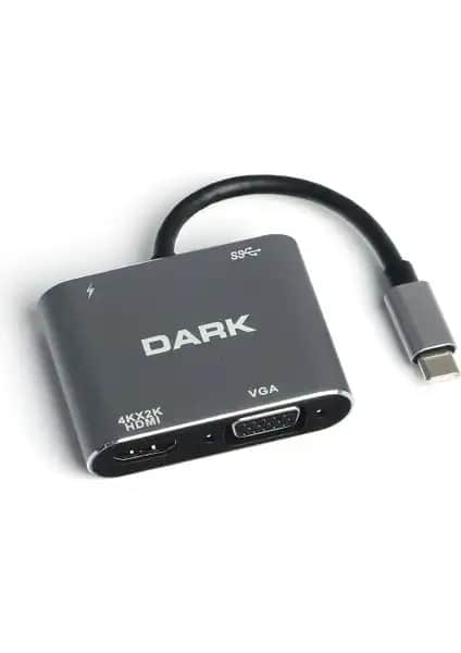 Dark USB 3.1 Type-C Çok Fonksiyonlu Hub Adaptörü ile Çoklu Bağlantı ve Yüksek Çözünürlük İmkanı