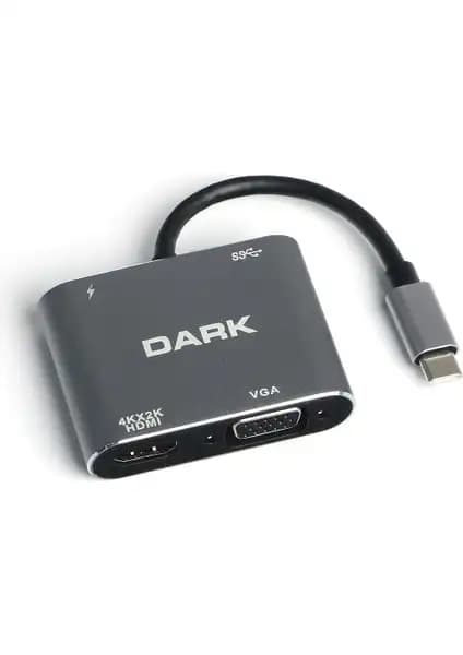 Dark USB 3.1 Type-C Çok Fonksiyonlu Hub Adaptörü ile Çoklu Bağlantı ve Yüksek Çözünürlük İmkanı