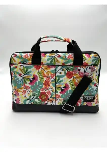 Differ 15.6 İnç Çiçek Desenli Laptop ve Evrak Çantası Günlük Kullanım İçin Uygun