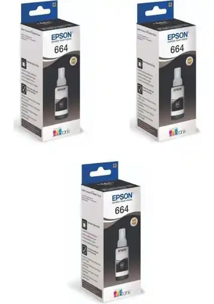 Epson T664 L300 3'lü Siyah Orijinal Mürekkep Kartuşu - Yüksek Kapasite ve Güvenilirlik