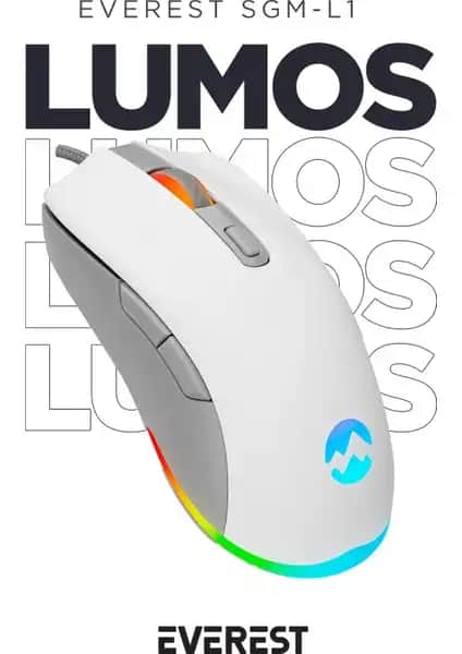 Everest SGM-L1 Lumos Beyaz/Gri Gaming Mouse Yüksek DPI ve RGB Aydınlatma ile