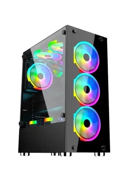 GameForce Glass 6X120MM Rainbow Fanlı Oyuncu Kasası: Estetik ve Performansı Bir Arada Sunan Tasarım