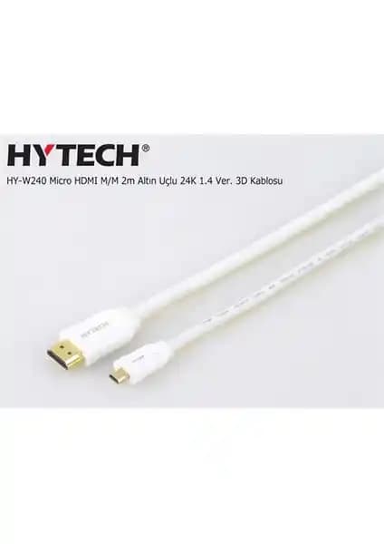Hytech Hy-W240 Micro HDMI Kablosu 2M 24K Altın Kaplama 1.4 Versiyon Yüksek Çözünürlük