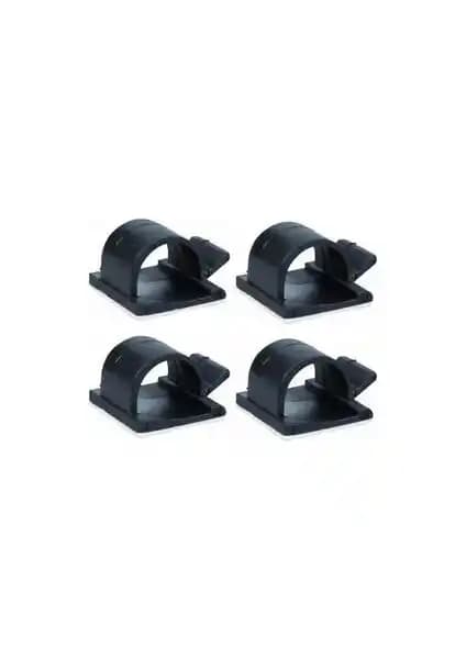 Kablo Düzenleme Çözümü Mykablo Yapışkanlı Kablo Tutucu Klips 25x25 Siyah