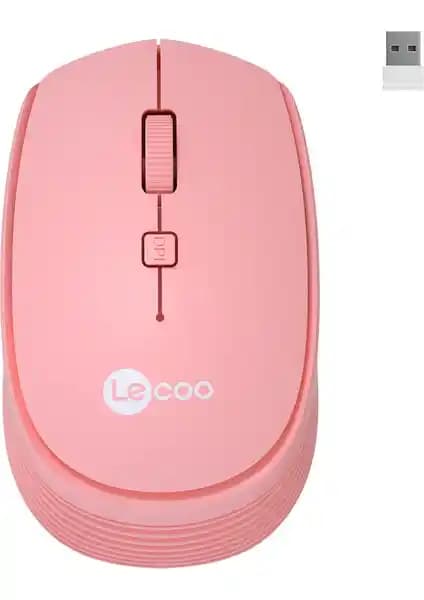 Lecoo WS202 Pembe Kablosuz Optik Mouse 1200 DPI Ergonomik ve Uzun Pil Ömrüyle