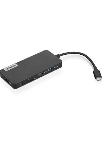 Lenovo USB-C 7'li 1 Arada Hub Siyah - Çoklu Bağlantı ve Yüksek Performans