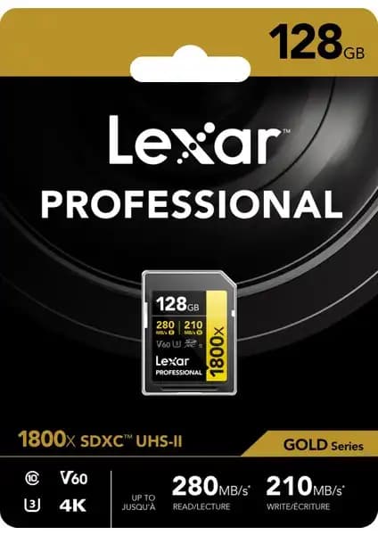 Lexar 128GB Profesyonel 1800x SDXC UHS-II Hafıza Kartı Yüksek Performans ve Güvenilirlik