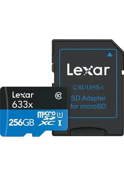 Lexar 256GB 633X UHS-I microSD Hafıza Kartı Yüksek Hız ve Güvenilirlik