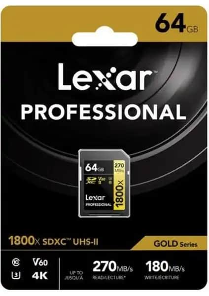 Lexar 64 GB Gold Serisi SDXC UHS-II Hafıza Kartı Yüksek Hız ve Güvenilirlik