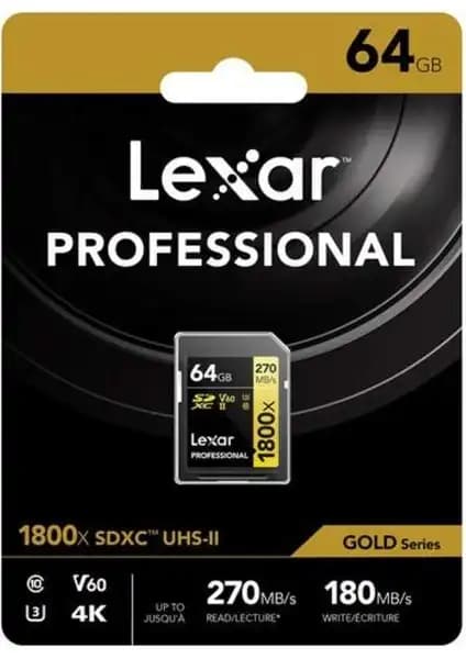 Lexar 64 GB Gold Serisi SDXC UHS-II Hafıza Kartı Yüksek Hız ve Güvenilirlik
