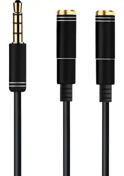 Microcase 3.5 mm Çift Çıkışlı Kulaklık Çoğaltıcı Kablo Günlük Kullanım İçin Uygun