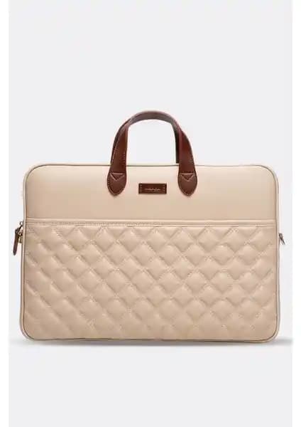 Morca Bej Renkli MacBook Air ve Pro 15-16 İnç Evrak Çantası Günlük ve İş Kullanımı İçin