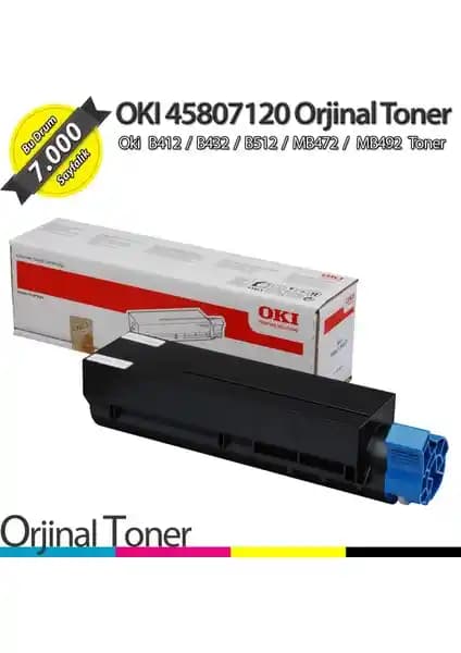 OKI 45807120 Orijinal Toner B412 B432 B512 MB472 MB492 Yüksek Kapasiteli Baskı Çözümü