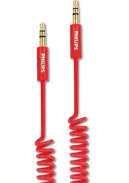 Philips SWR2102/93 3.5 mm Jack Spiral Aux Ses Kablosu - Dayanıklı ve Yüksek Kalite Ses Aktarımı