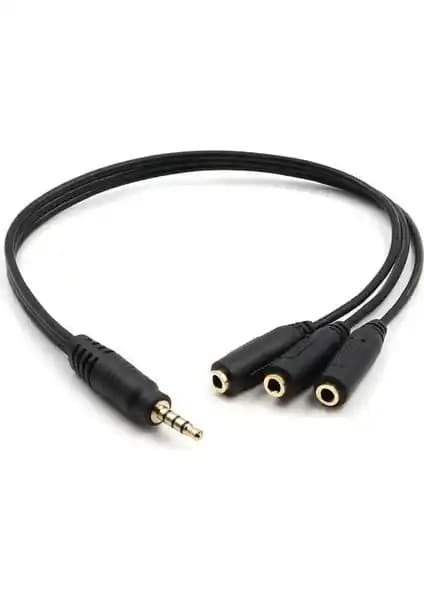 PrimeX Plus PX-3AUX Çok Yönlü 3'lü Stereo Aux Kablo ile Ses Dağıtım Çözümü