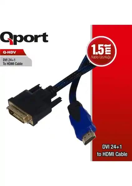 Qport Q-Hdv Dvi To Hdmı 24+1 Çevirici Kablo ile Yüksek Kaliteli Görüntü Aktarımı