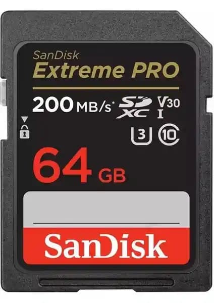Sandisk Extreme Pro 64GB SDXC Hafıza Kartı 200MB/S Yüksek Hız ve Güvenilirlik