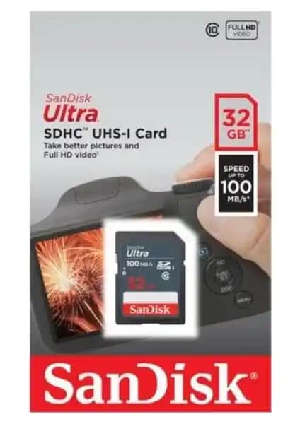 Sandisk Ultra 32GB SDHC Hafıza Kartı 100MB/s Hız ve Güvenilirlik ile Yüksek Performans