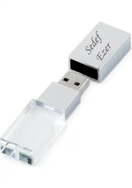 Sedef Silver Isme Kişiye Özel 32 GB Metal Kutulu Kristal USB Bellek Hediye Seçenekleri