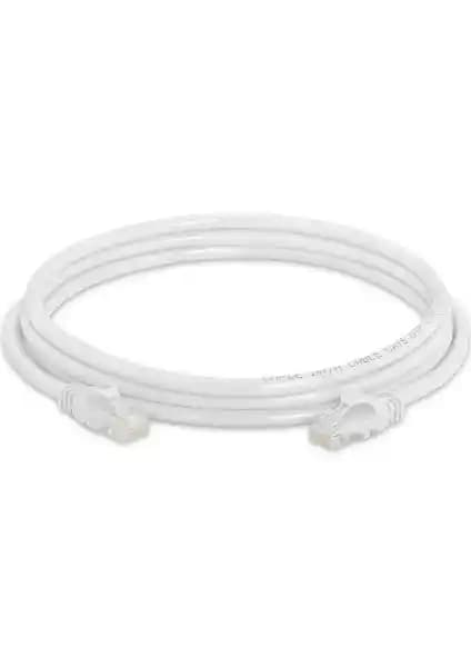 SPEEDUF Cat6 Ethernet Kablosu 3 Metre Beyaz Güçlü ve Yüksek Performanslı Ağ Kablosu