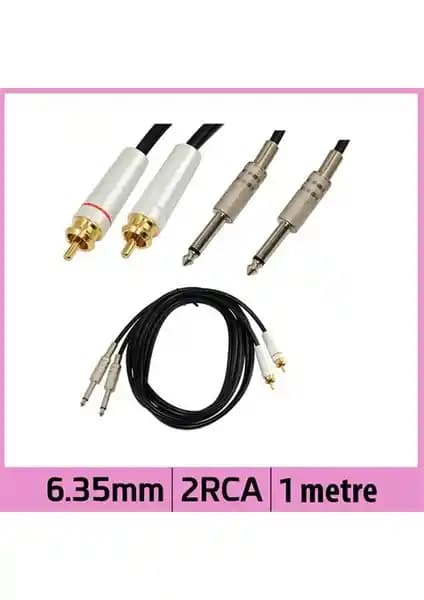 Ti-Mesh 2 X 6.35Mm Mono 2 Rca Aux Ses Kablosu 1 Metre Profesyonel ve Ev Kullanımı İçin