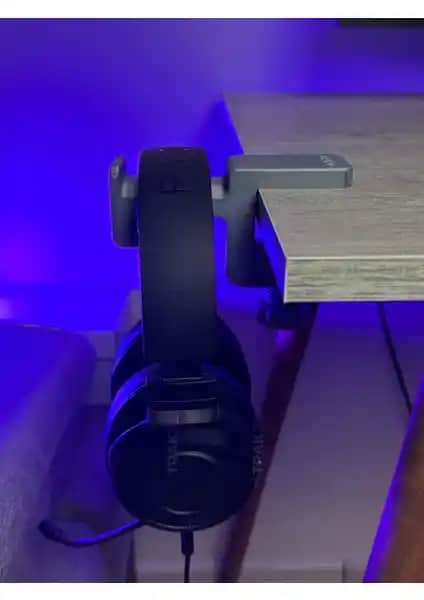 Trak3D Asılabilir Kulaklık Standı Güçlü Gri Modern ve Dayanıklı Masa Aksesuarı